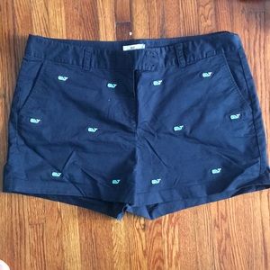 Vineyard vines navy shorts with green whale logo
